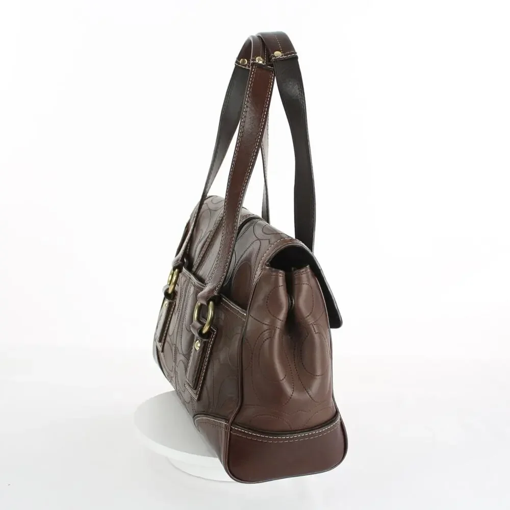 Coach Y2K Hampton Brown Leather Turnlock Top Handle Bag